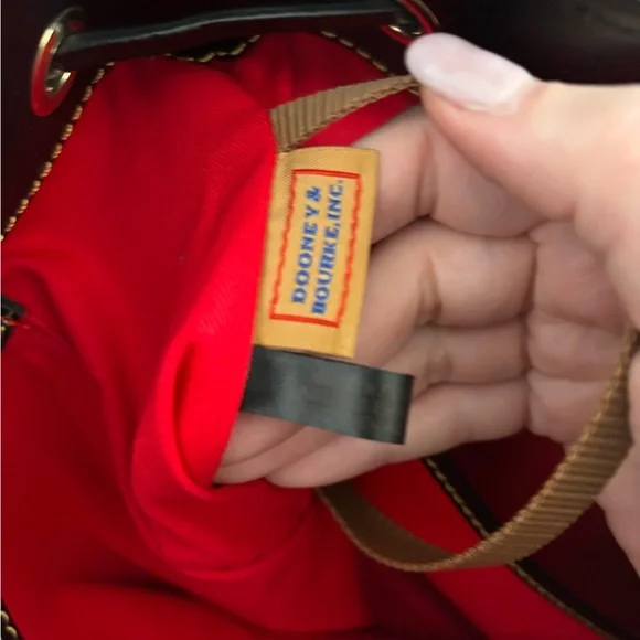 Dooney & Bourke Red Tartan Plaid Women's Bucket Bag - Picture 8 of 9